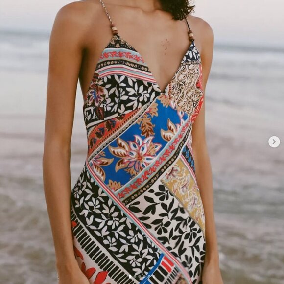 Zara Patchwork Print Midi Dress NWT Size Small - Picture 4 of 11